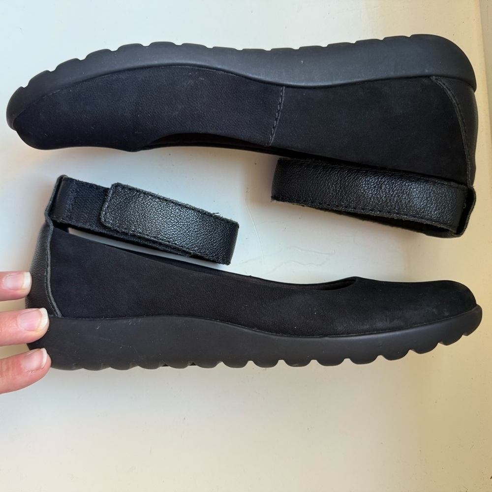 Clarks Collection Medora Nina Black Suede Flats with an Ankle Strap - Picture 7 of 8